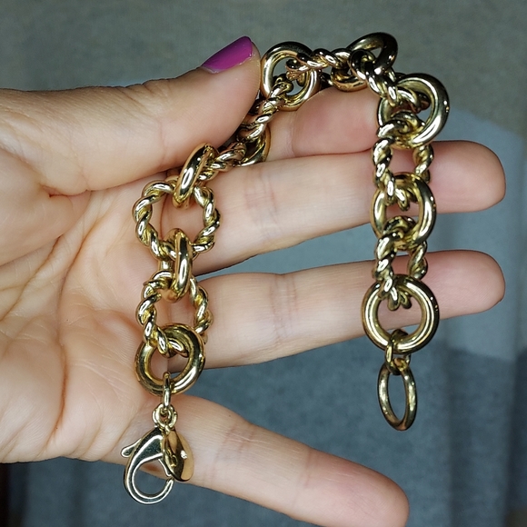 JCrew bracelet chain twist link chunky antique gold tone - Picture 3 of 5